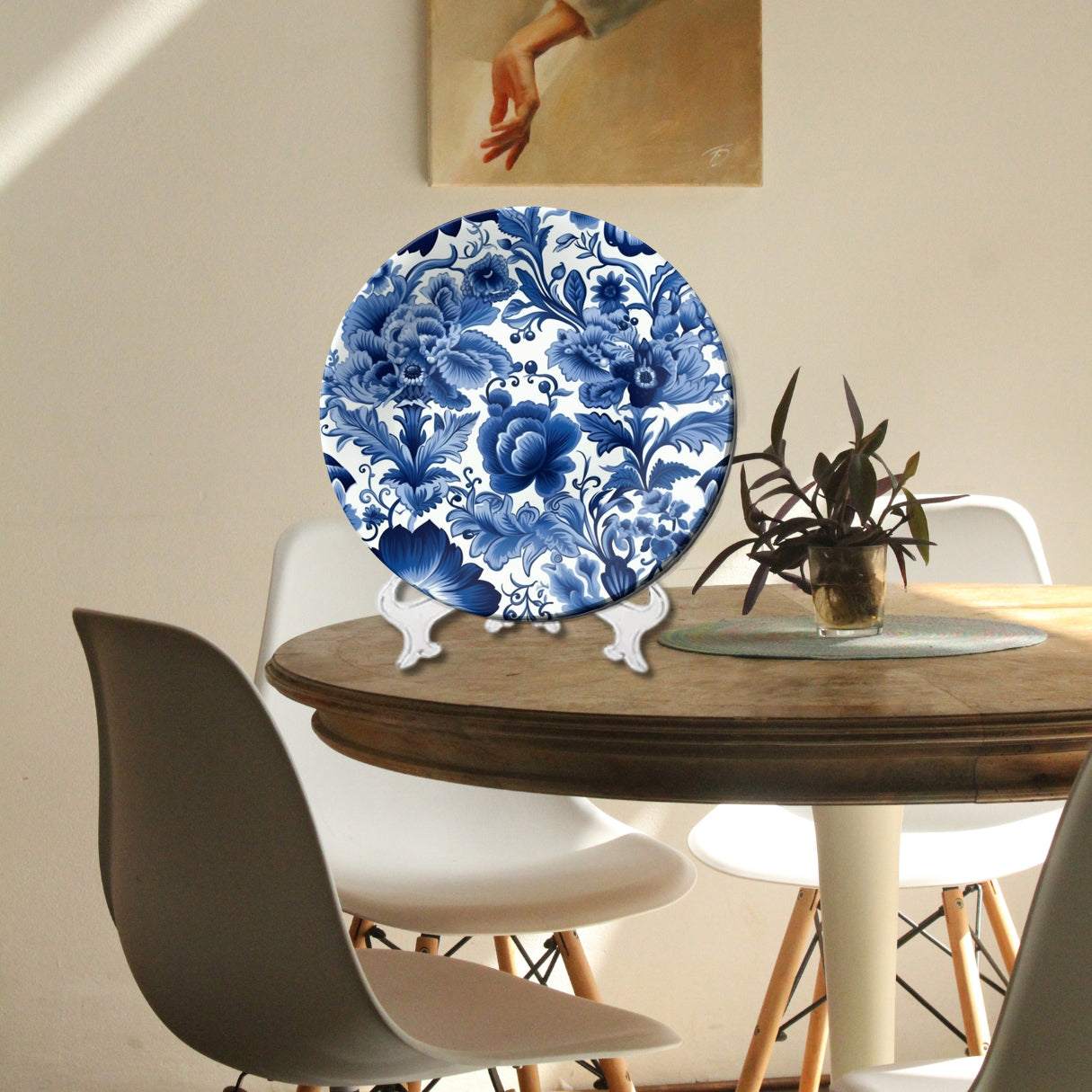 Blue Floral Wall Art Decorative Wall Plate