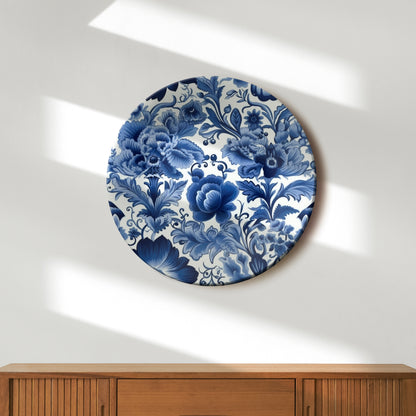 Blue Floral Wall Art Decorative Wall Plate