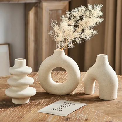 Set of 3 Small Round Modern Boho Vases