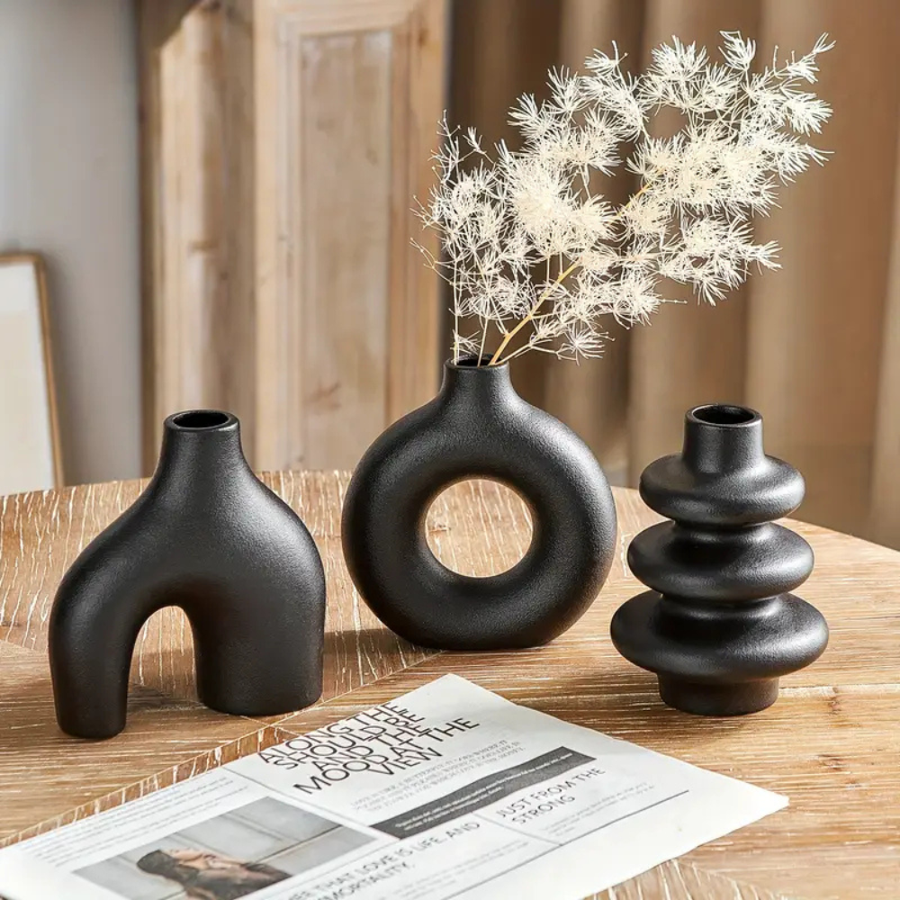 Set of 3 Small Round Modern Boho Vases