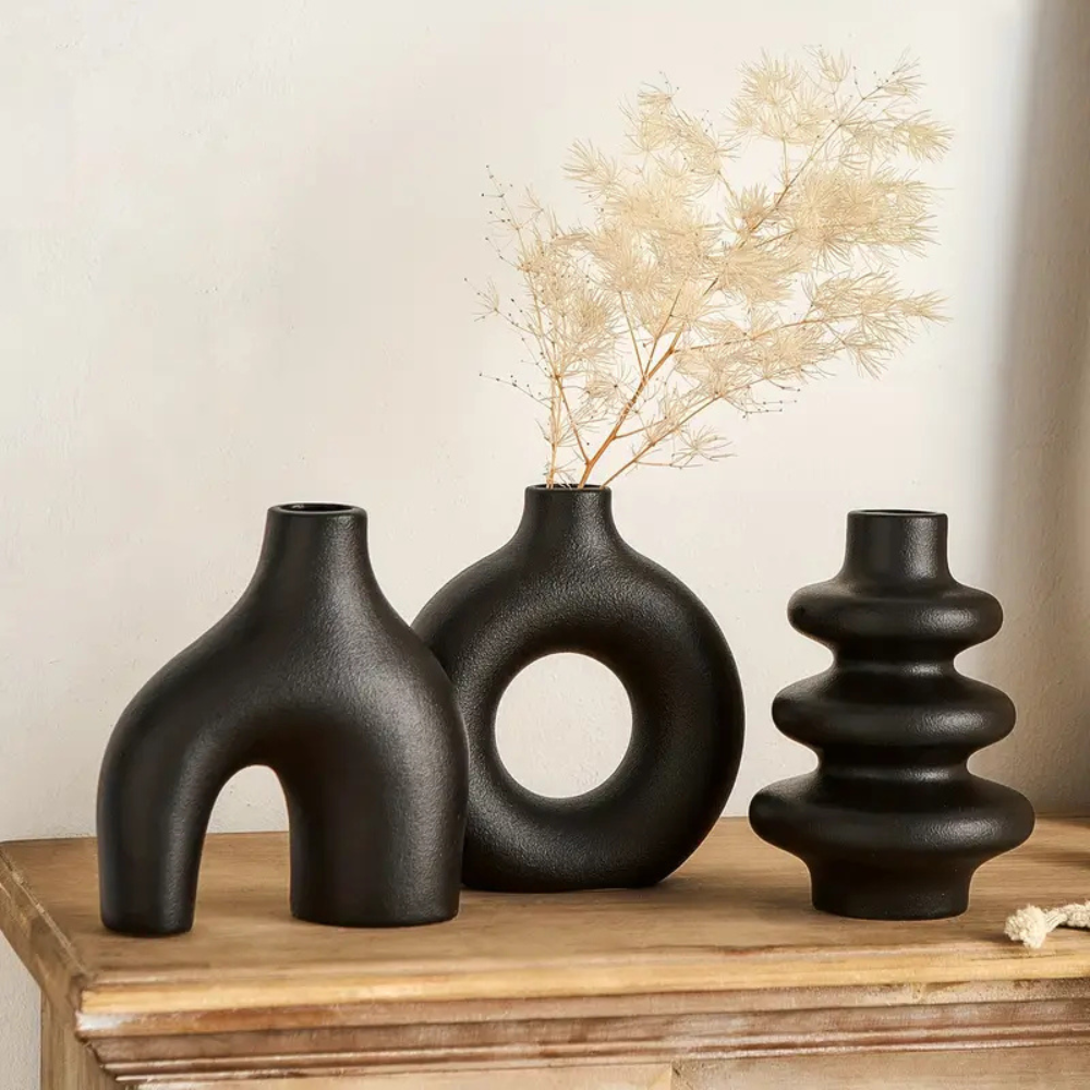 Set of 3 Small Round Modern Boho Vases