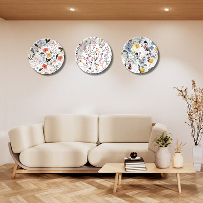 Set Of 3 Botanic Whispers Ceramic Wall Plate For Décor