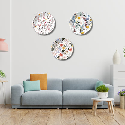 Set Of 3 Botanic Whispers Ceramic Wall Plate For Décor