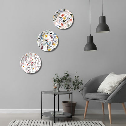 Set Of 3 Botanic Whispers Ceramic Wall Plate For Décor