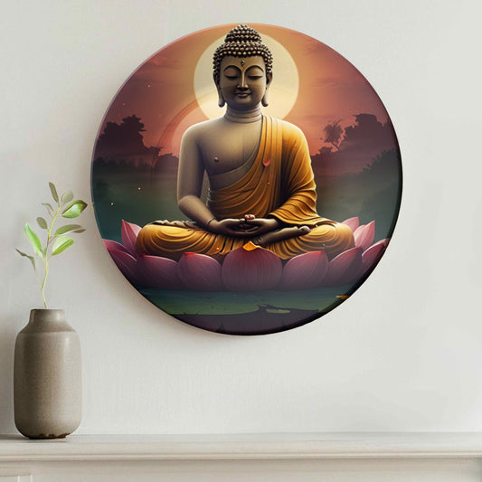 Buddha Meditating In Lotus Decorative Wall Plate