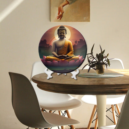 Buddha Meditating In Lotus Decorative Wall Plate