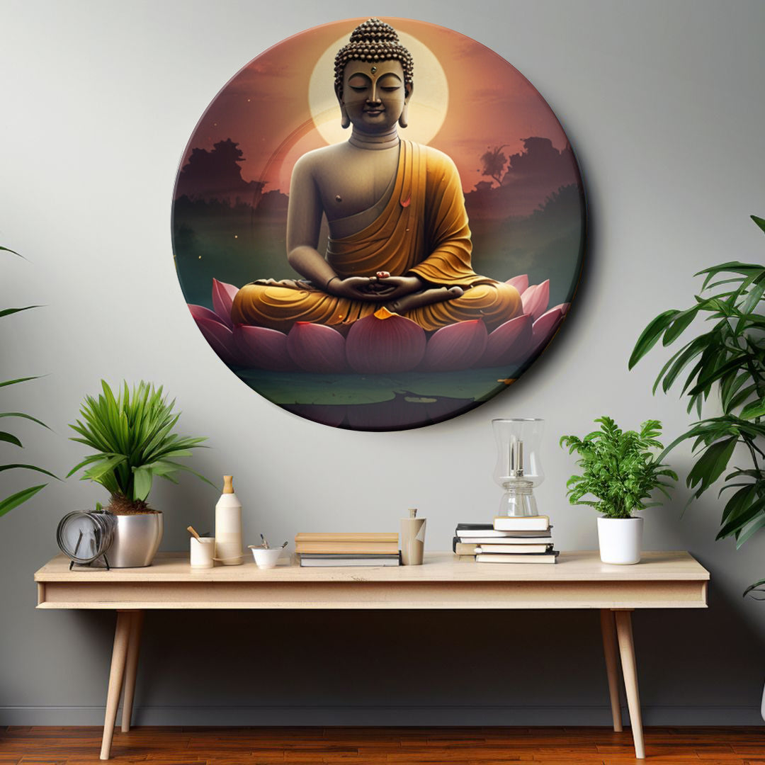 Buddha Meditating In Lotus Decorative Wall Plate
