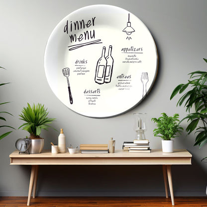 Dinner Menu Art Monochrome Café and Restaurant Wall Décor Decorative Wall Plate