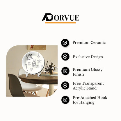 Dinner Menu Art Monochrome Café and Restaurant Wall Décor Decorative Wall Plate