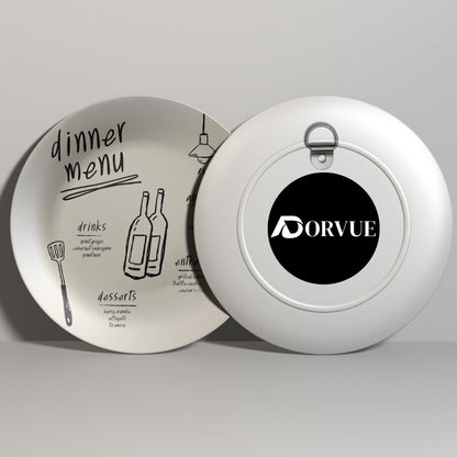 Dinner Menu Art Monochrome Café and Restaurant Wall Décor Decorative Wall Plate