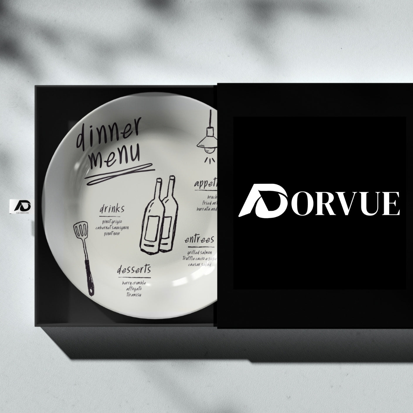 Dinner Menu Art Monochrome Café and Restaurant Wall Décor Decorative Wall Plate