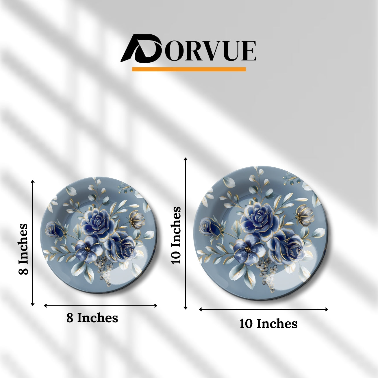 Captivating Blue and Gold Flowers Decorative Wall Plate