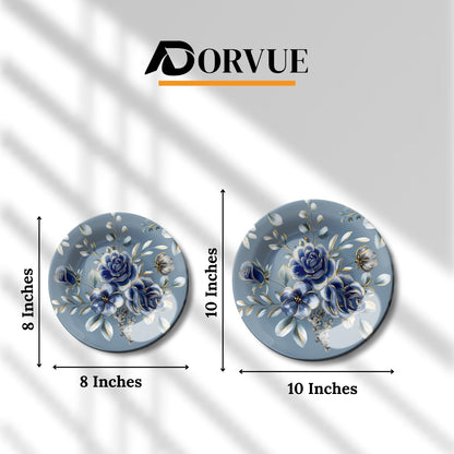 Captivating Blue and Gold Flowers Decorative Wall Plate