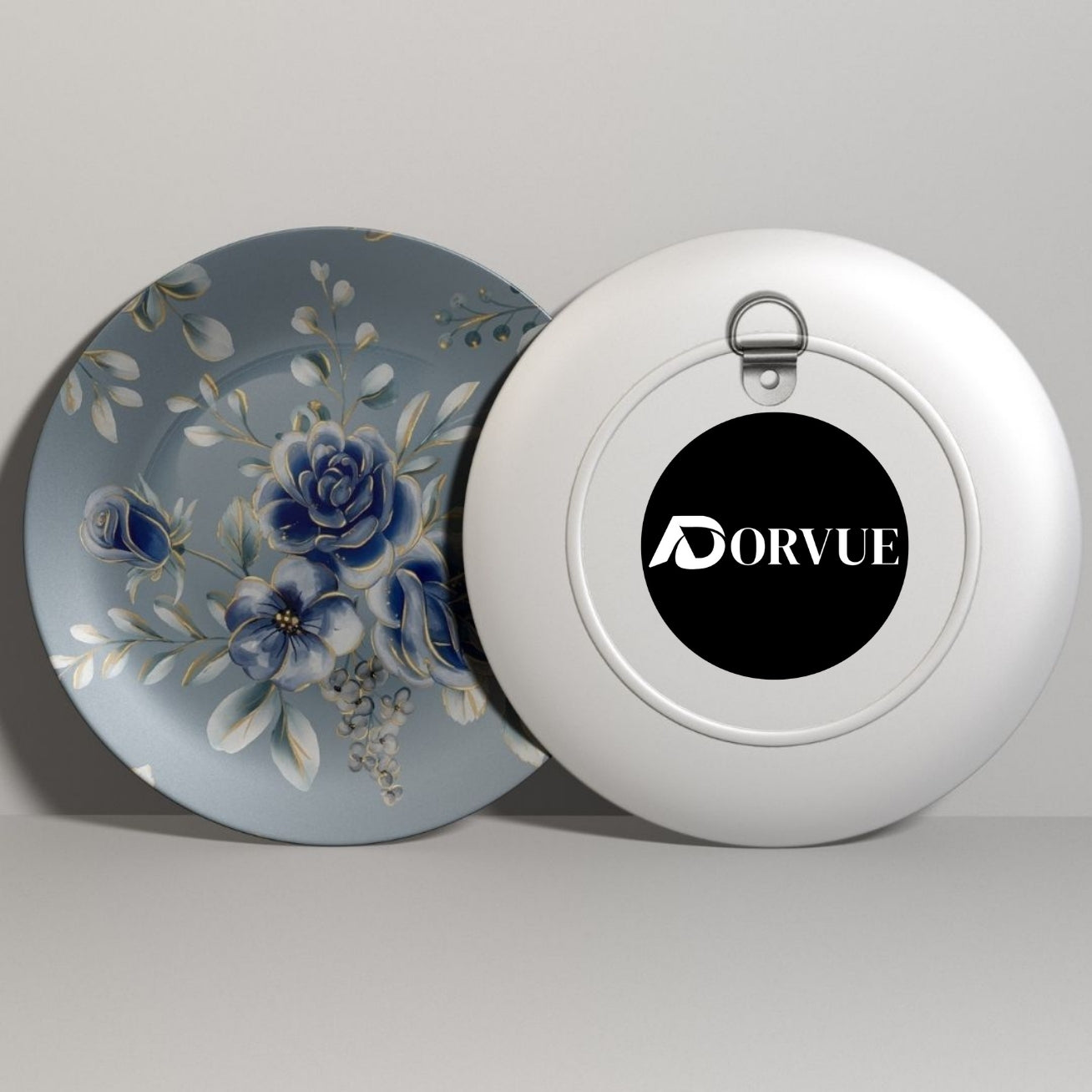 Captivating Blue and Gold Flowers Decorative Wall Plate