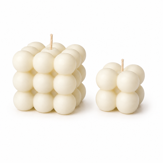 Set of 2 100% Soy Wax Handcrafted Pearl Cube Decorative Candle