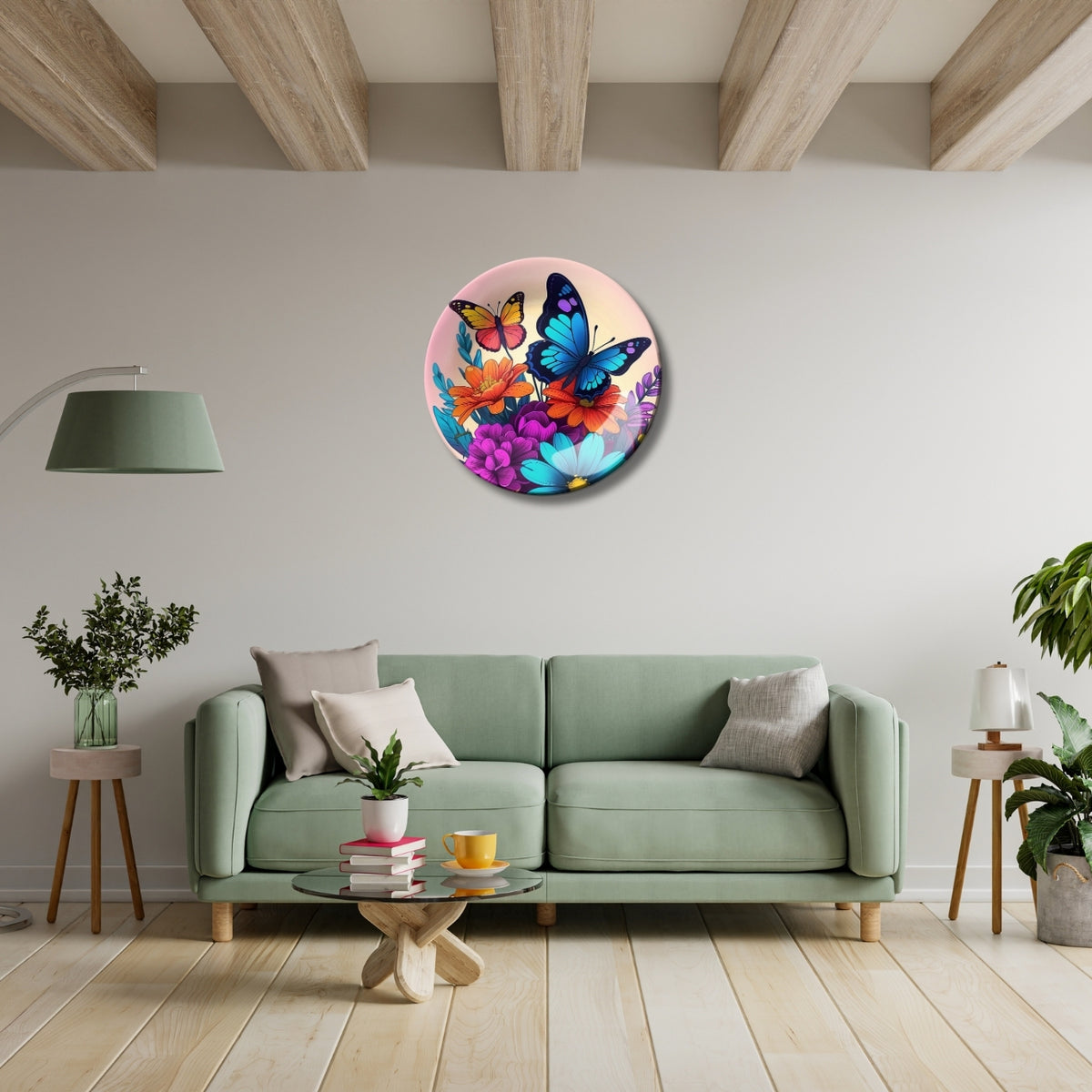 Colourful Butterfly Wall Painting Decorative Wall Plate