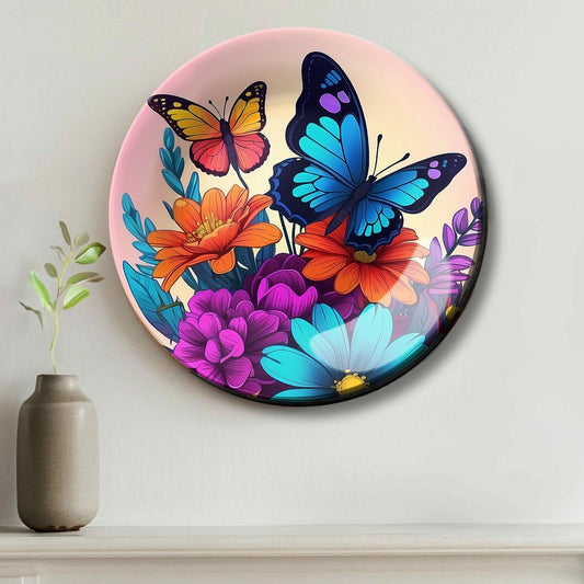 Colourful Butterfly Wall Painting Decorative Wall Plate