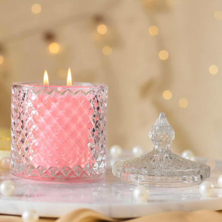 100% Soy Wax 2 Wick Handmade Luxury Crystal Jar Candle 200 Gm