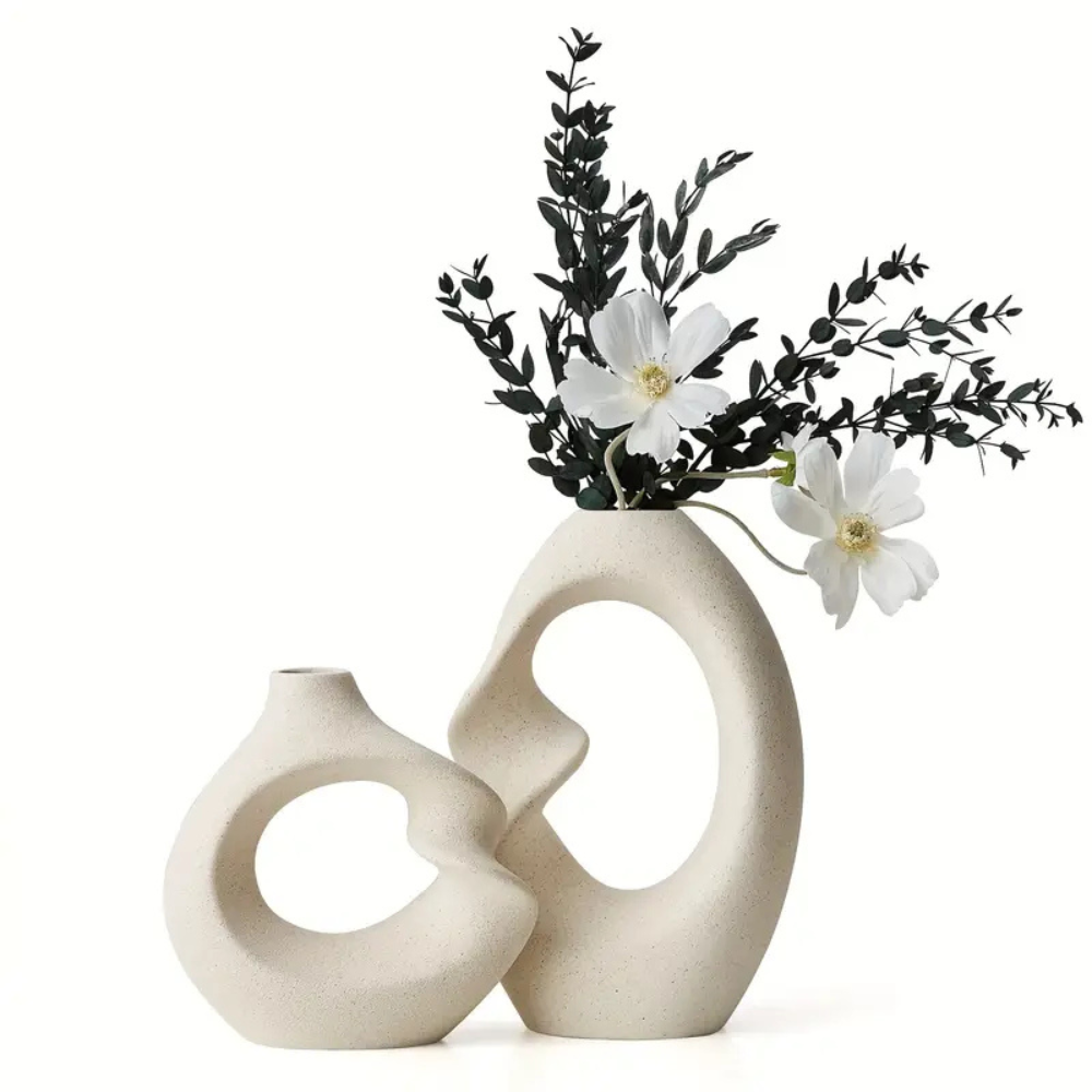 Set of 2 White Modern Chic Vases