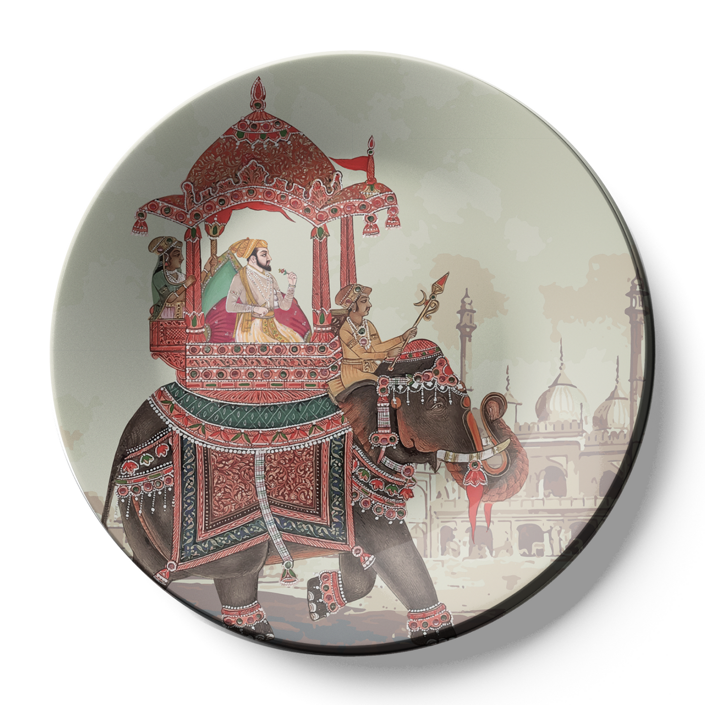 King on Royal Elephant Ceramic Wall Plate Home Décor