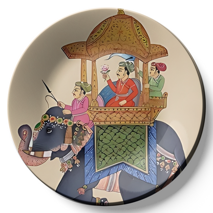 Royal Elephant and King Ceramic Wall Plate Home Décor