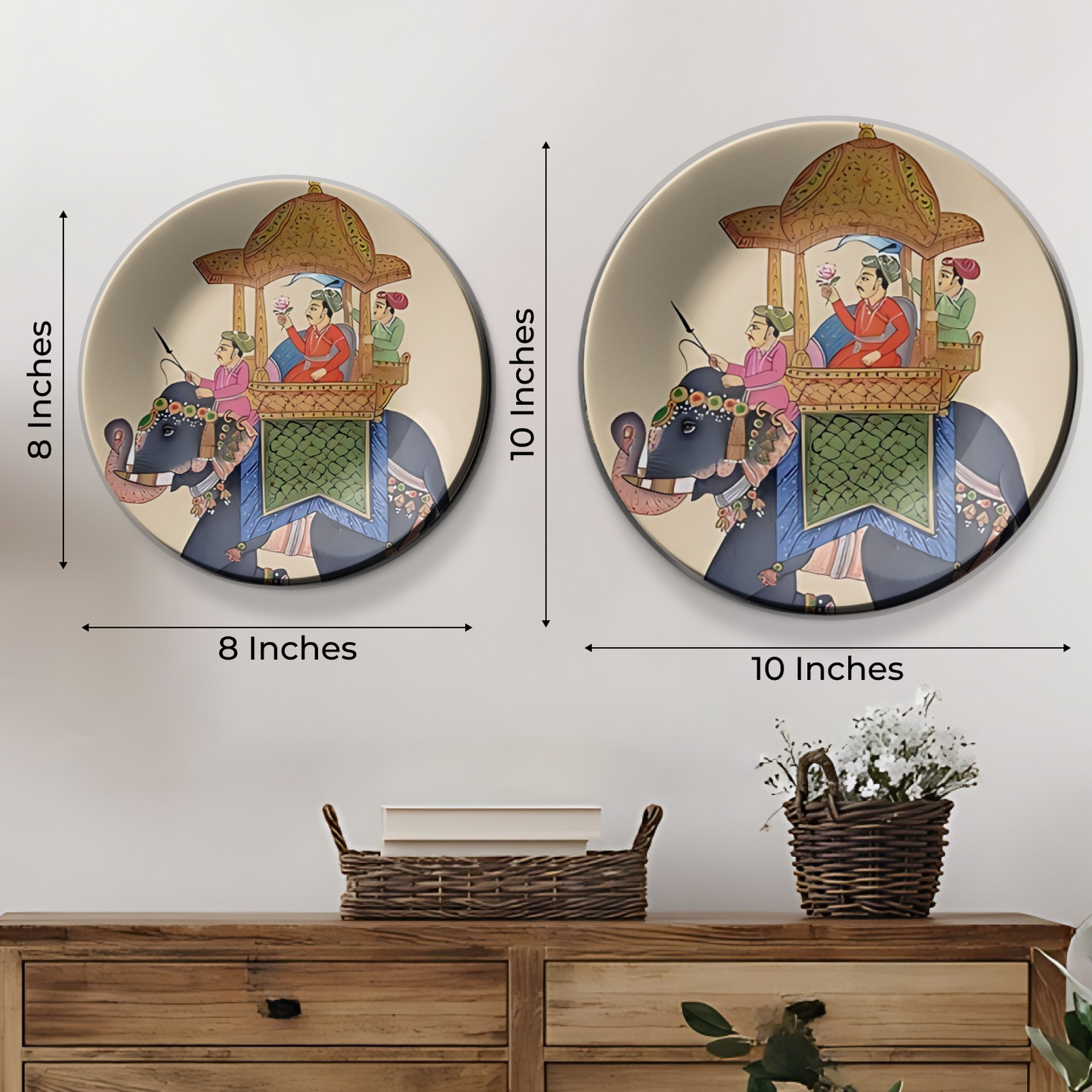 Royal Elephant and King Ceramic Wall Plate Home Décor