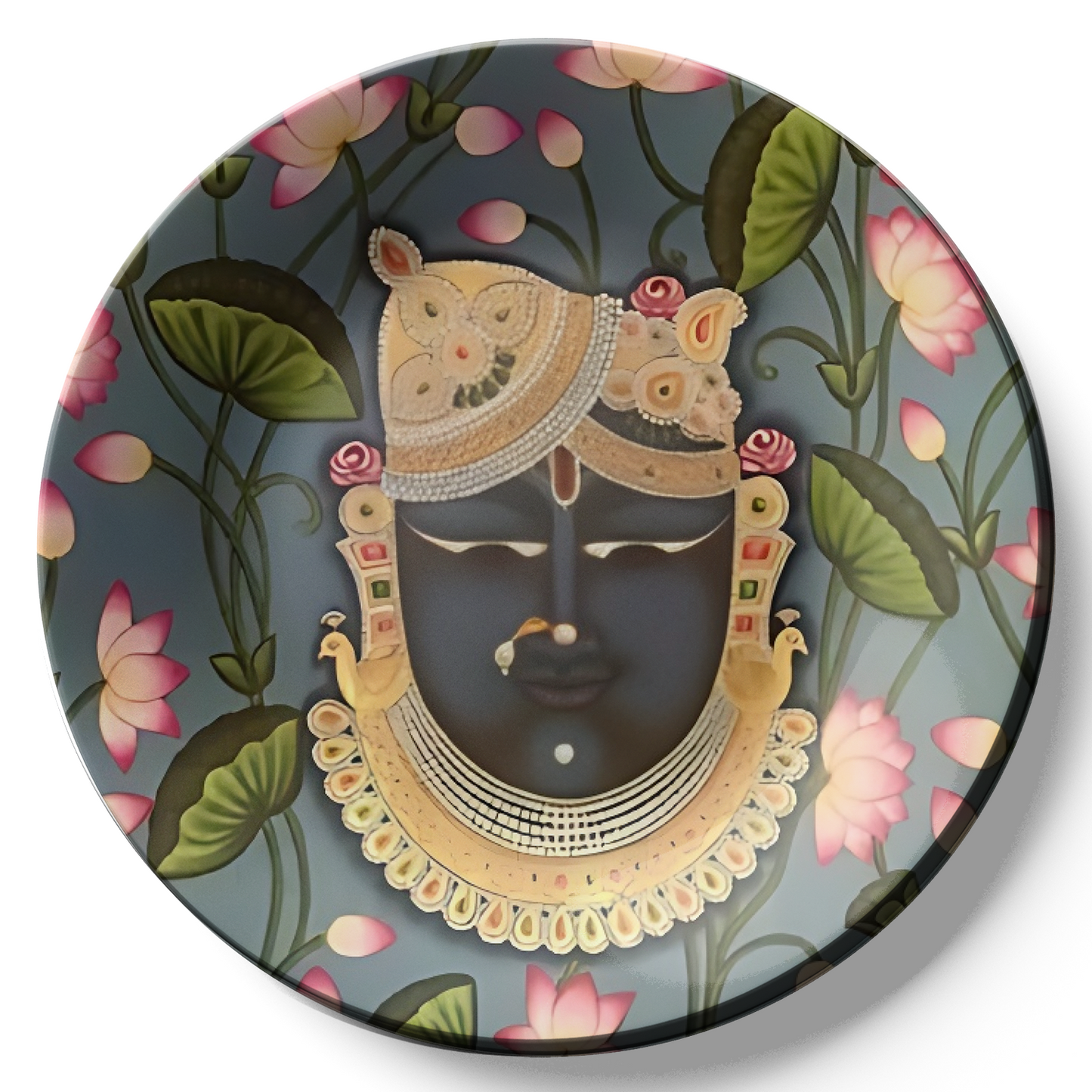 Shrinath Ji and Pink Lotus Wall Plate Home Décor