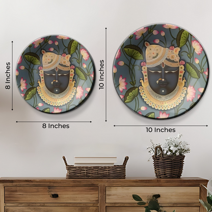 Shrinath Ji and Pink Lotus Wall Plate Home Décor