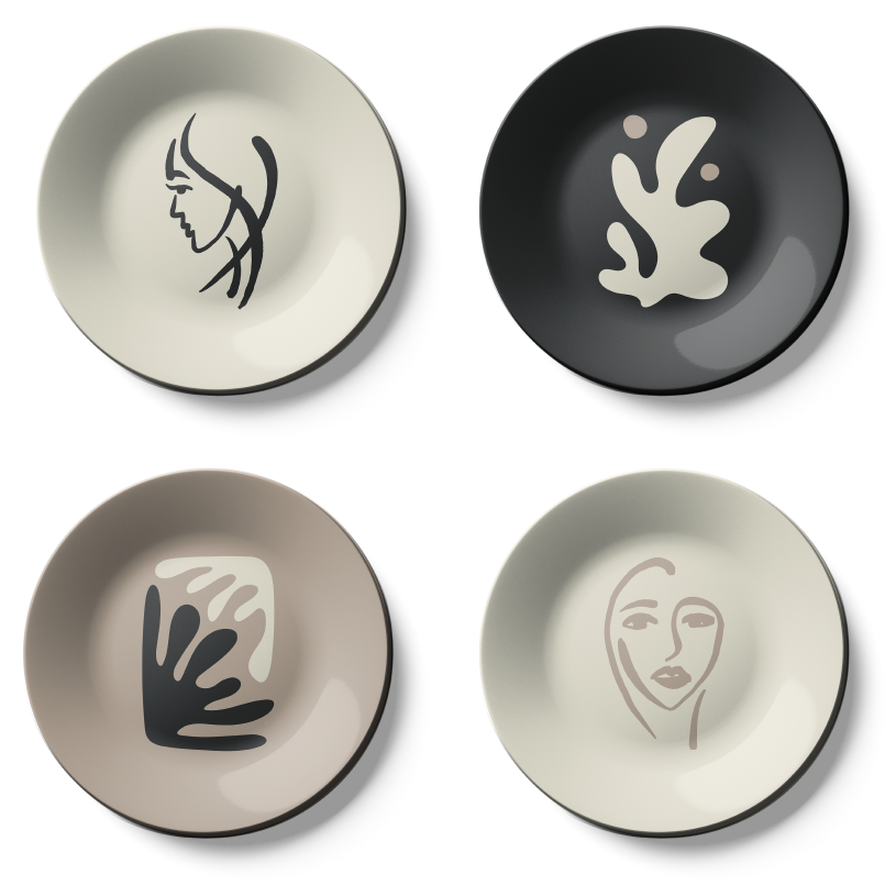 Set of 4 Minimalistic  Art Clam Luxury Wall Plates Home Décor