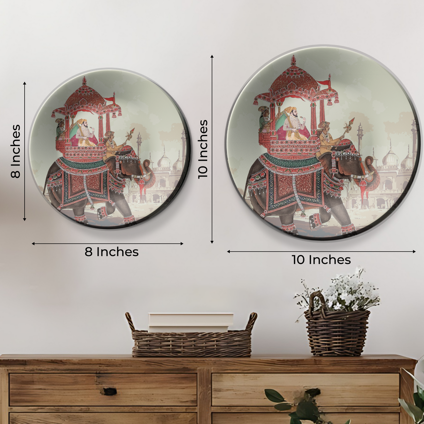 King on Royal Elephant Ceramic Wall Plate Home Décor