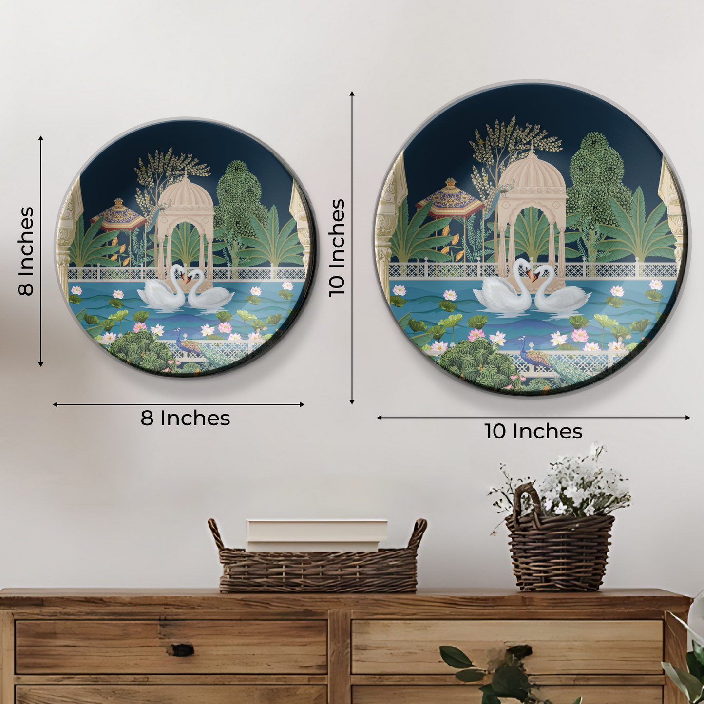 Swan Couple Ceramic Wall Plate Home Décor