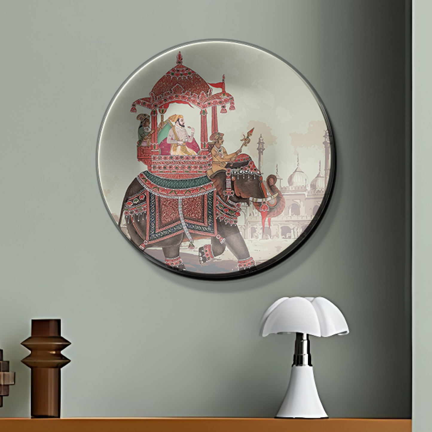 King on Royal Elephant Ceramic Wall Plate Home Décor