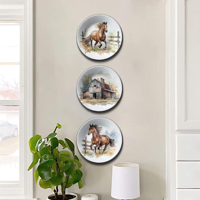 Set of 3 Country Home Wall Plates Art Décor