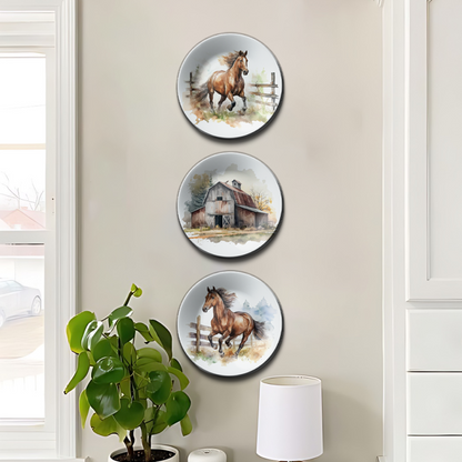 Set of 3 Country Home Wall Plates Art Décor