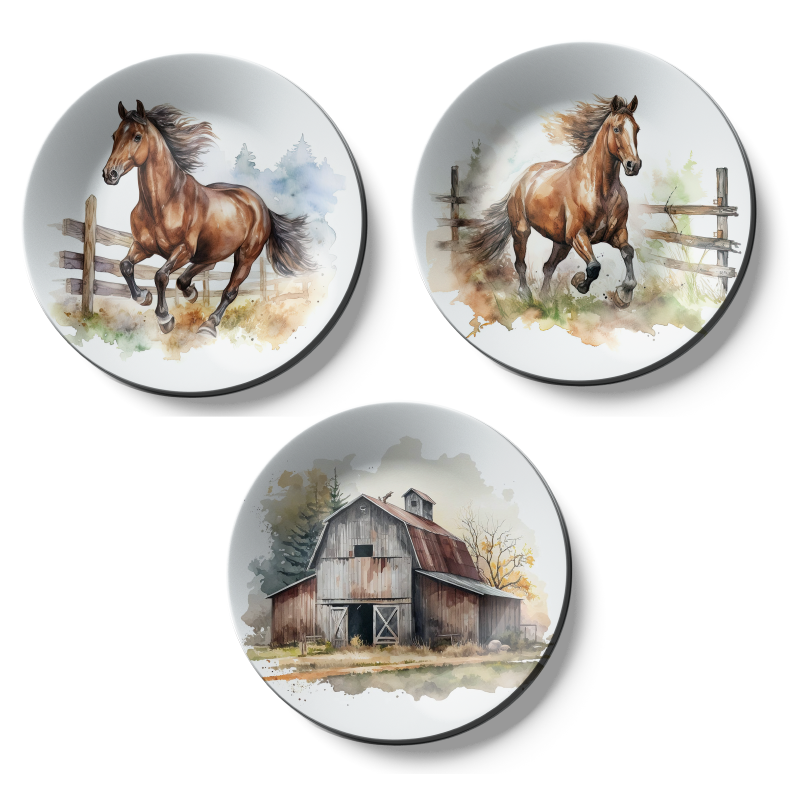 Set of 3 Country Home Wall Plates Art Décor