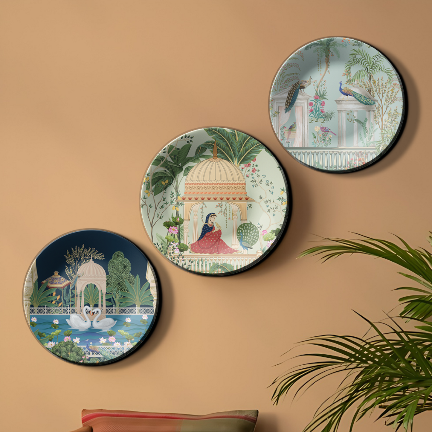 Set of 3 Royal Garden Decorative Wall Plates For Home Décor