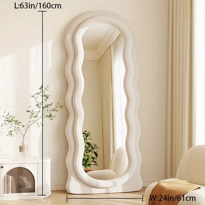 Wavy Flannel Soft Cover Full Body Floor and Wall Mirror 24 X 63 Inches