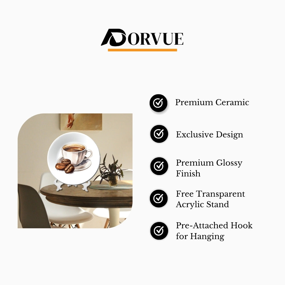 Beans & Brews Home Decor Ceramic Wall Plate