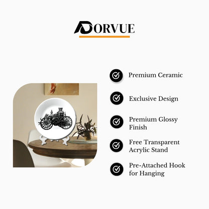 Antique Victorian Early Pumper Fire Truck Cart Or Steam Fire Engine Ceramic Wall Plate