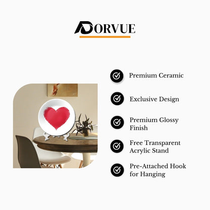 Beautiful Red Heart Decorative Wall Plate