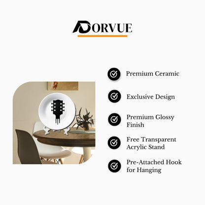 Acoustic Guitar Music Icon Minimal Art Home Decor Ceramic Wall Plate