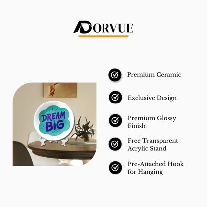 Dream Big Quote Decorative Wall Plate Décor