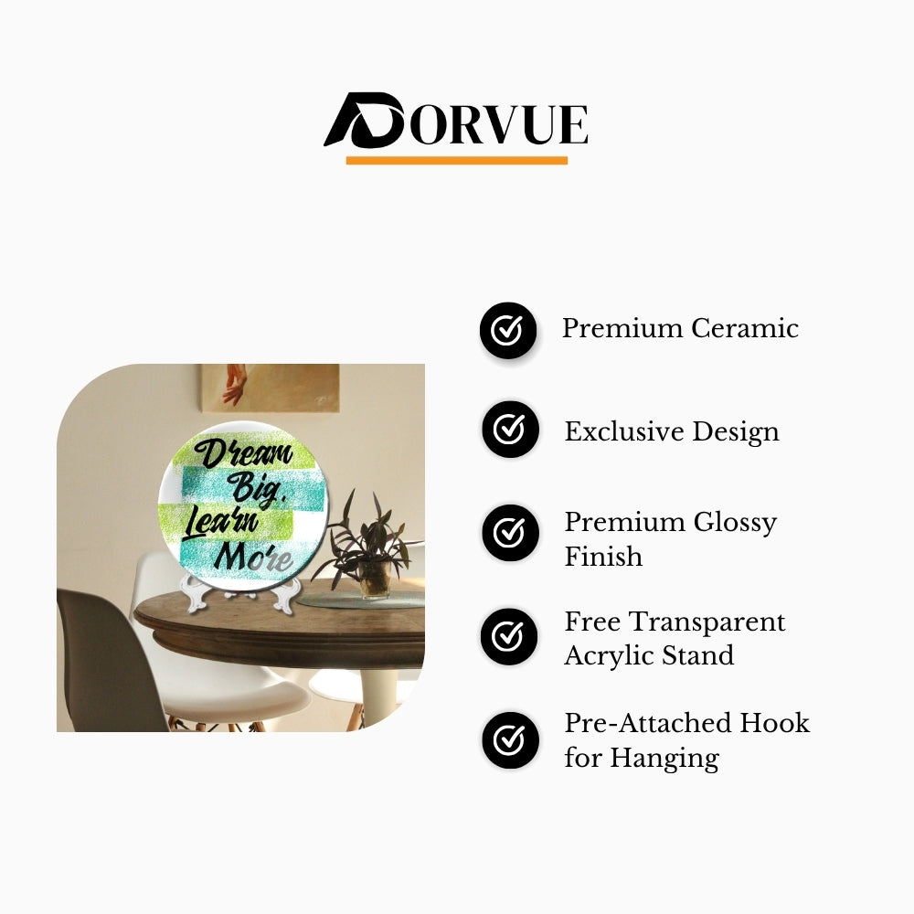 Dream Big Learn More Home Decor Ceramic Wall Plate