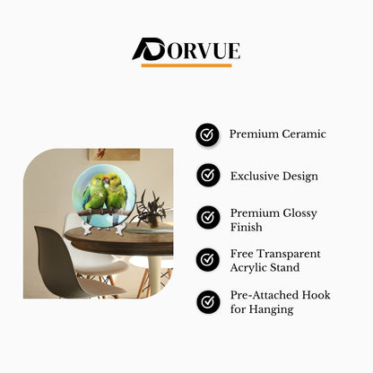 Loving Parrots Decorative Ceramic Wall Plate