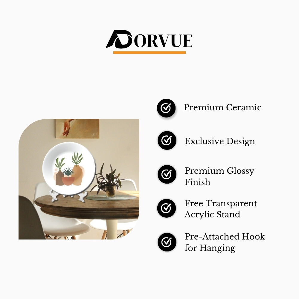 Potted Plants Boho Chic Art Decorative Wall Plate