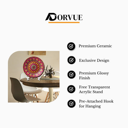 Boho Glow Mandala Decorative Ceramic Wall Plate