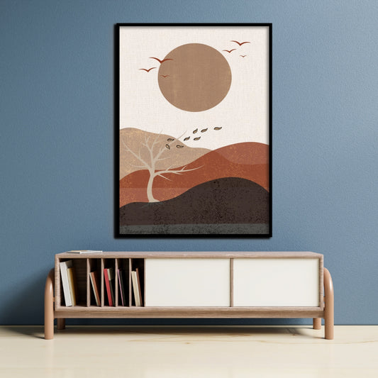 Golden Dusk Canvas Painting Framed Wall Art