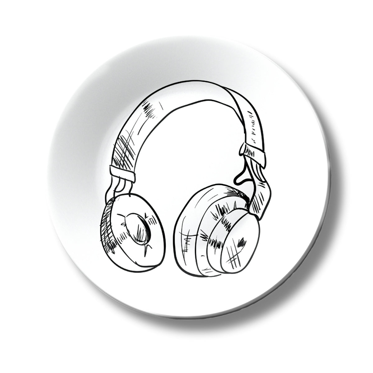 Headphone Black and White Art Decorative Wall Plate