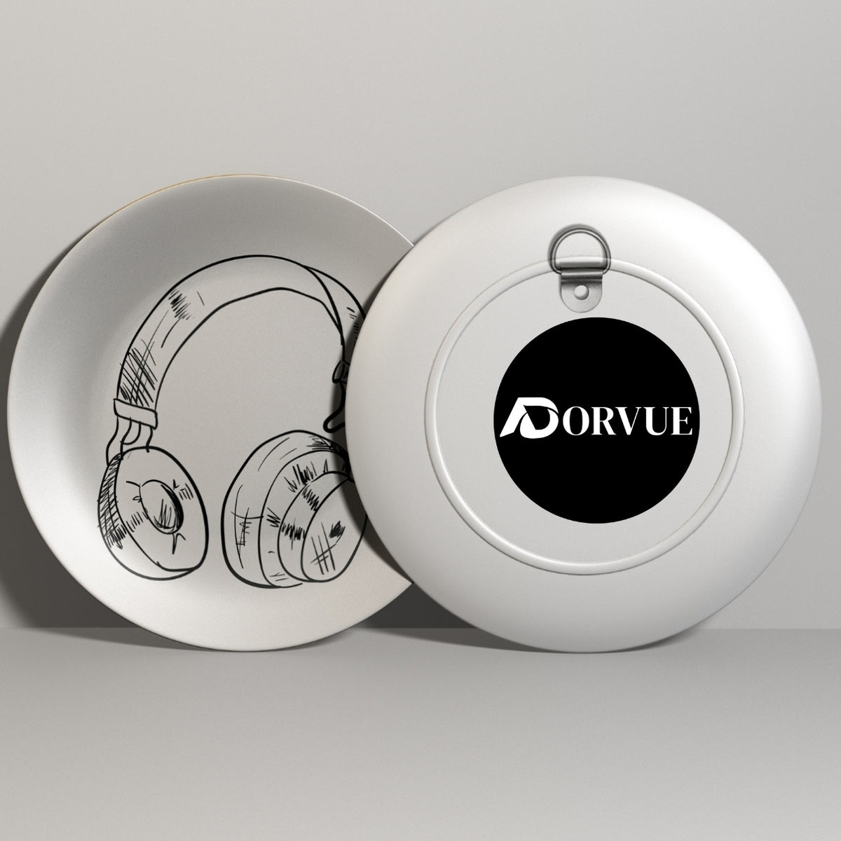 Headphone Black and White Art Decorative Wall Plate
