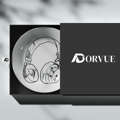 Headphone Black and White Art Decorative Wall Plate